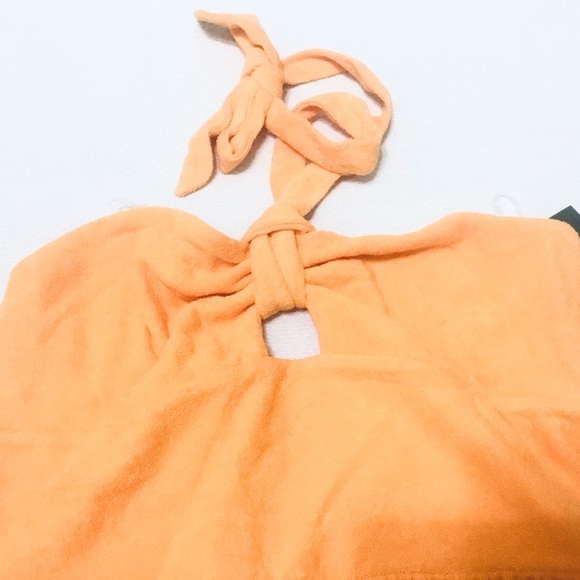 NWT "WILD FABLE" ORANGE TERRY CLOTH ROMPER HALTER NECK SWIM COVER UP SZ: M - Picture 5 of 9